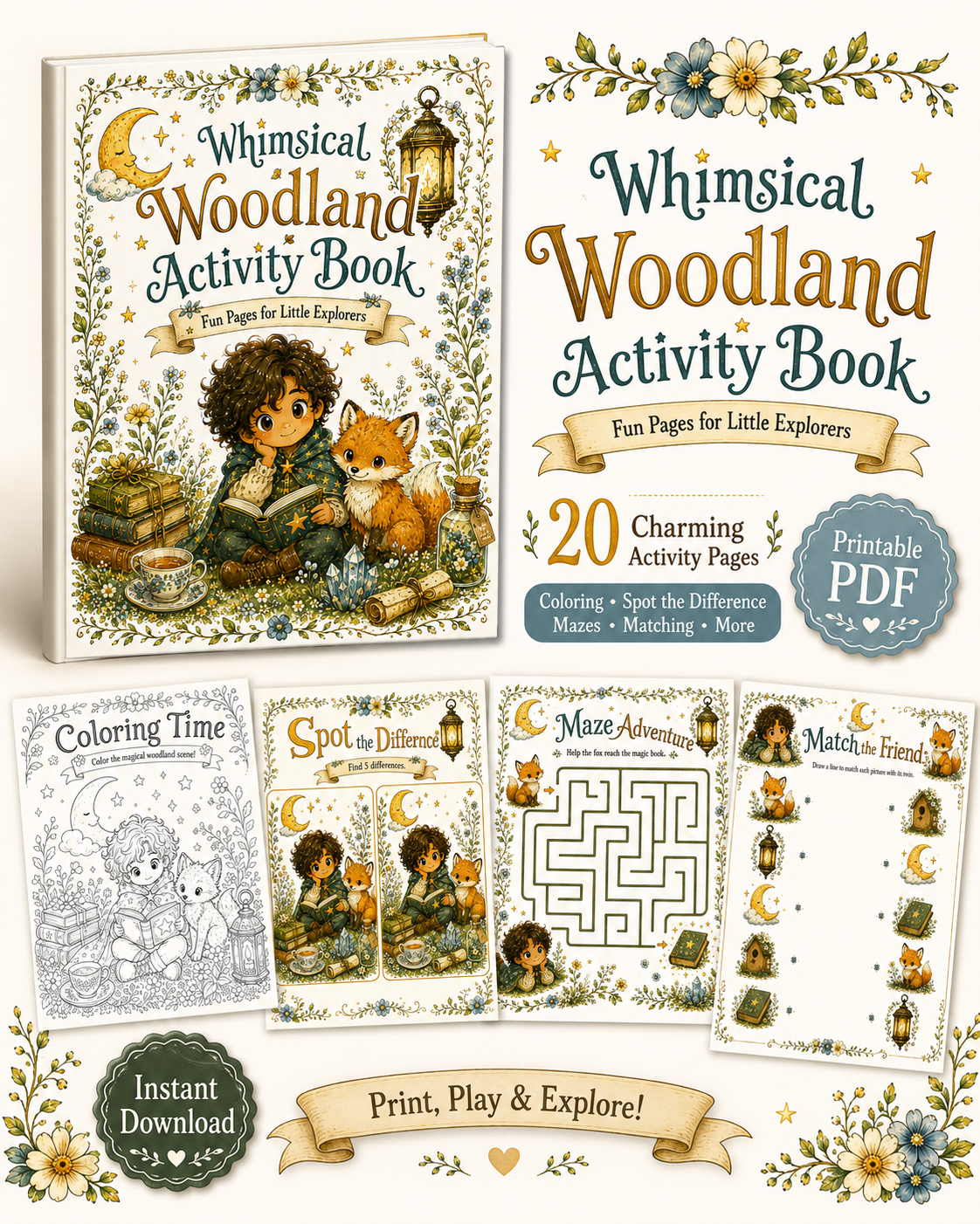 Whimsical Woodland Activity Book (20 pages)